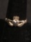High Polished Old Pawn Irish Claddagh Design 9mm Wide Tapered Signed Designer Sterling Silver Ring