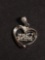 High Polished Hugs & Kisses Motif 15x15mm Ribbon Heart Signed Designer Sterling Silver Pendant w/ CZ