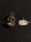 Lot of Two Sterling Silver Pendant, One Handmade Drum w/ Drumstick Motif & Opening Chick in Egg