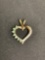 Two-Tone Ribbon Heart Sterling Silver Pendant w/ Round Aventurine & Single Diamond Accents