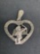 Large 32x30mm Milgrain Marcasite Accented High Polished Cupid Motif Sterling Silver Heart Pendant