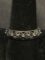 Milgrain Pattern Decorated 5mm Wide Marcasite Accented Vintage Old Pawn Sterling Silver Ring Band