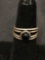 Round 5.5mm Onyx Cabochon 8mm Wide Tapered Old Pawn Sterling Silver Ring Band