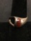 Taxco Designer Old Pawn Mexico 12mm Wide Tapered Sterling Silver Ring Band w/ Sunstone Inlay