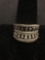 Vintage Old Pawn 15mm Wide Tapered Diamond Accented Sterling Silver Ring Band