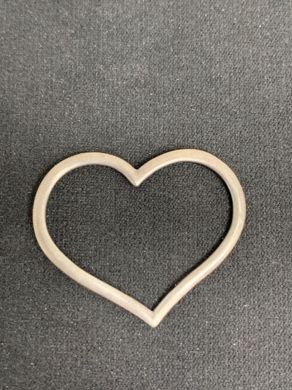 Signed Designer 38x25mm High Polished Sterling Silver Large Ribbon Heart Pendant