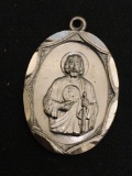 Oval 25x18mm Chapel Designer Detailed Sterling Silver St. Jude Protection Medallion