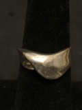 Handmade Unique Folded Crossover Old Pawn Design 9mm Wide Tapered High Polished Sterling Silver Ring