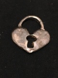 High Polished Handmade Old Pawn Skeleton Key Heart Motif 25x27mm Sterling Silver Signed Designer