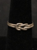 Old Pawn Handmade 5mm Wide Square Knot Motif High Polished Sterling Silver Ring Band