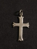 High Polished 25x15mm Detailed Signed Designer Sterling Silver Cross Pendant