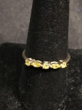 Alternating Round & Marquise Yellow CZ Centers 2mm Wide Vintage Old Pawn Signed Designer Sterling