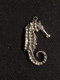High Polished Handmade 25x13mm Seahorse Motif Sterling Silver Pendant