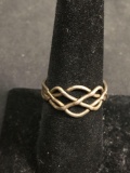 Handmade Old Pawn Irish Braided Celtic Knot 10mm Wide Tapered Sterling Silver Ring Band