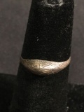 Hand-Engraved Domed 5mm Wide Old Pawn Vintage Signed Designer Sterling Silver Ring Band