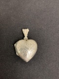 Filigree Engraved 22x22x9mm Puffy Heart Signed Designer Sterling Silver Locket Pendant