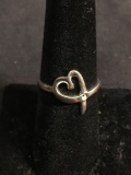 High Polished Ribbon Heart Motif 14mm Wide Handmade Sterling Silver Ring Band