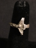 Texture Finished 14mm Wide Horizontal Orientation Old Pawn Crucifixion Sterling Silver Ring Band