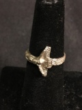 Texture Finished 14mm Wide Horizontal Orientation Old Pawn Crucifixion Sterling Silver Ring Band