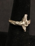 Texture Finished 14mm Wide Horizontal Orientation Old Pawn Crucifixion Sterling Silver Ring Band