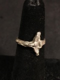 Texture Finished 14mm Wide Horizontal Orientation Old Pawn Crucifixion Sterling Silver Ring Band