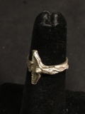 Texture Finished 14mm Wide Horizontal Orientation Old Pawn Crucifixion Sterling Silver Ring Band