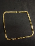 Medium Gauge 6mm Wide Curb Link 18in Long Gold-Tone Italian Made Sterling Silver Chain