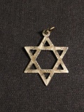 Textured & High Polished 22mm Wide Six Point Star of David Sterling Silver Pendant