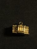 Gold-Tone White House Motif 15x12mm WELLS Designer Sterling Silver Collectible Charm