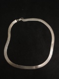 High Polished Herringbone Link 7mm Wide 18in Long Italian Made Sterling Silver Necklace