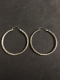 Round 50x4mm Diamond Cut Finished Large Pair of Sterling Silver Hoop Earrings