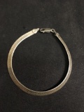 High Polished Herringbone Link 5mm Wide 8in Long Italian Made Sterling Silver Bracelet