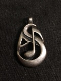 High Polished 25x15mm Music Note Motif Sterling Silver Pendant