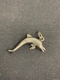High Polished Jumping Dolphin Motif 25x15mm Sterling Silver Pendant