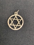 Round 15mm Six Point Star of David Signed Designer Sterling Silver Pendant