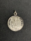 Round 18mm Detailed Saint Daniel Sterling Silver Protection Medallion