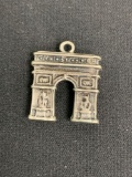 Detailed 18x18mm Arc de Triomphe Solid 800 Silver Old Pawn Pendant