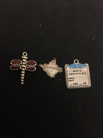 Lot of 3 NICE Sterling Silver Charm Pendants