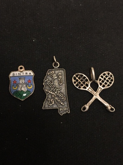 Lot of 3 NICE Sterling Silver Charm Pendants