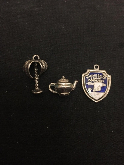 Lot of 3 NICE Sterling Silver Charm Pendants