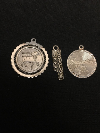 Lot of 3 NICE Sterling Silver Charm Pendants