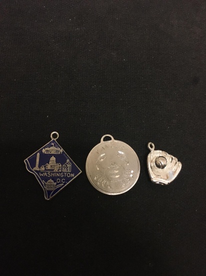 Lot of 3 NICE Sterling Silver Charm Pendants