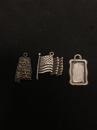 Lot of 3 NICE Sterling Silver Charm Pendants