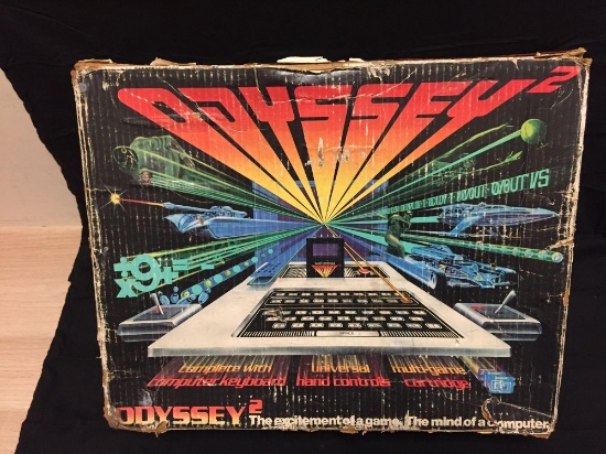 Vintage Odyssey 2 Video Game System in Original Box - Good Condition (Except Box Beat Up) - Untested
