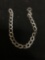 Textured & High Polished Medium Gauge Curb Link 6.5mm Wide 7in Long Sterling Silver Bracelet