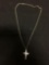 Detailed High Polished 32x19mm Sterling Silver Cross Pendant w/ 20in Curb Link Chain