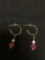 Pair of 37mm Long 12Kt Gold-Filled Earrings w/ Hand-Beaded Gemstone Detail Drop