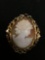Oval 28x33mm Filigree Framed Lady Cameo Gold-Filled Vintage Brooch