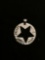 High Polished Round 20mm Star Decorated Live & Love Motif Signed Designer Sterling Silver Pendant