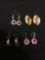 Lot of Four Various Size & Style Pairs of Alloy Fashion Drop Earrings